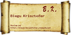 Blegu Krisztofer névjegykártya
